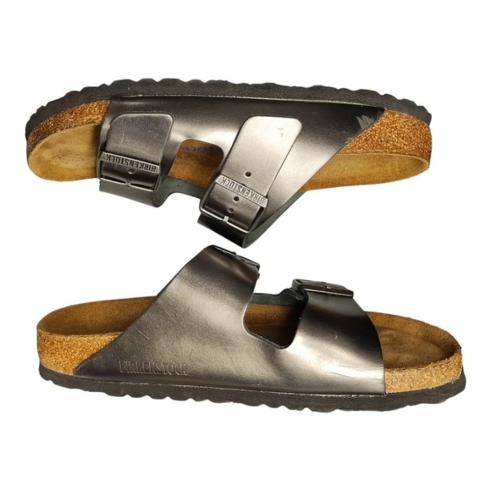 Birkenstock Arizona Slide Sandals Womens US 7 Brown Black Buckle Strap Slip On